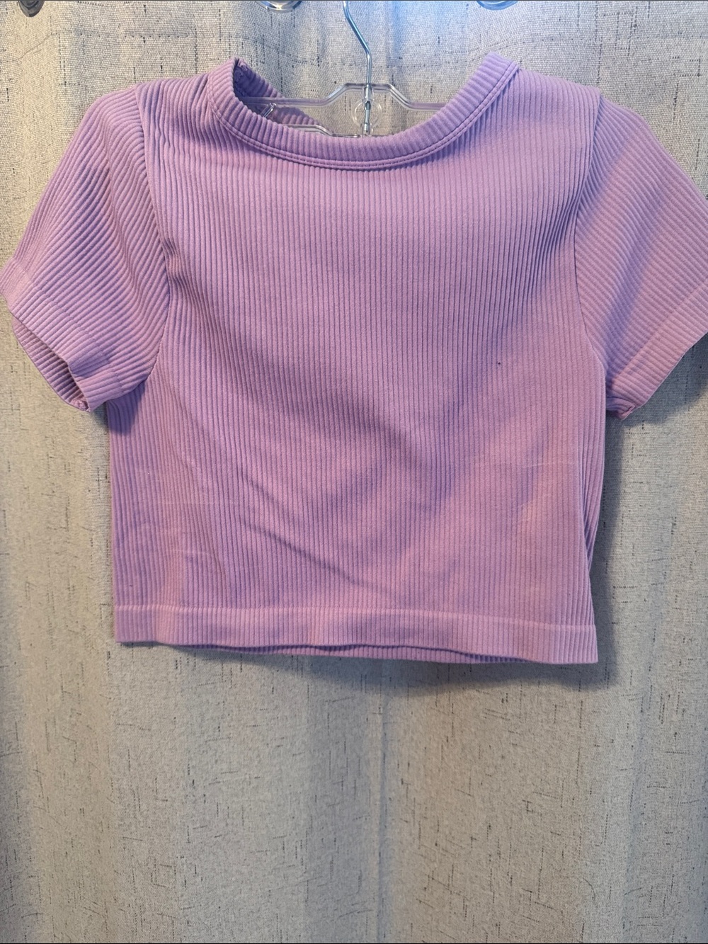 Ribbed Lilac Short Sleeve Crop Top - Women